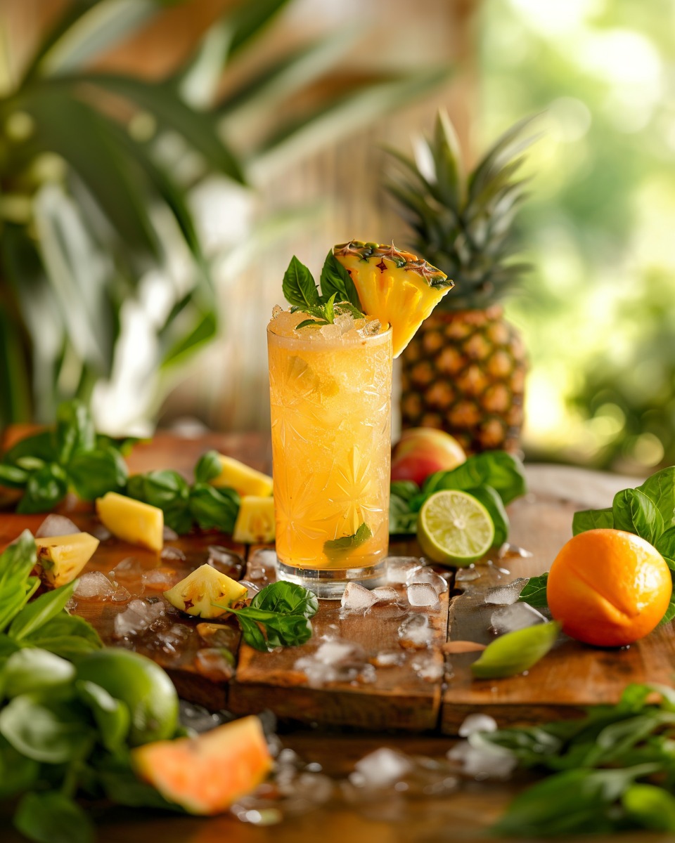 Pineapple Basil Rum Fizz cocktail image