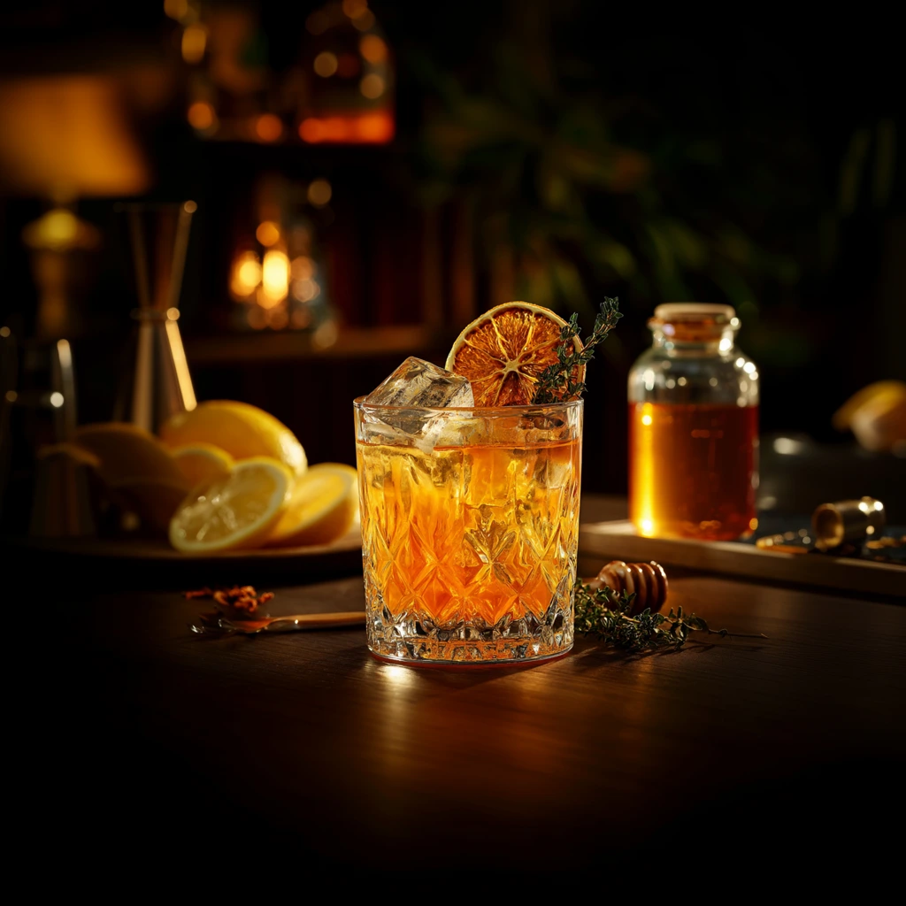 A beautifully balanced cocktail that brings together herbal, citrus, and bitter-sweet notes for a smooth, contemplative sip with layered complexity.