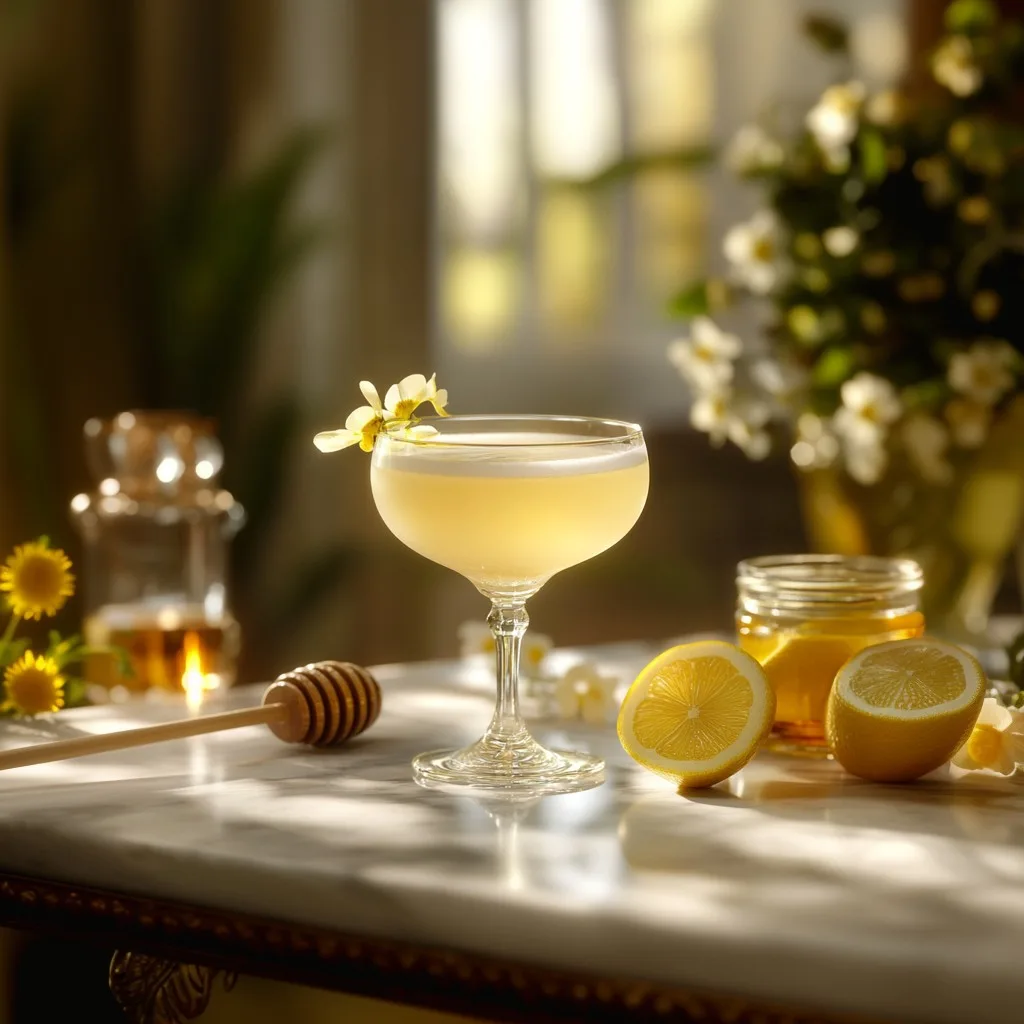 A Prohibition-era gin cocktail with honey and lemon.