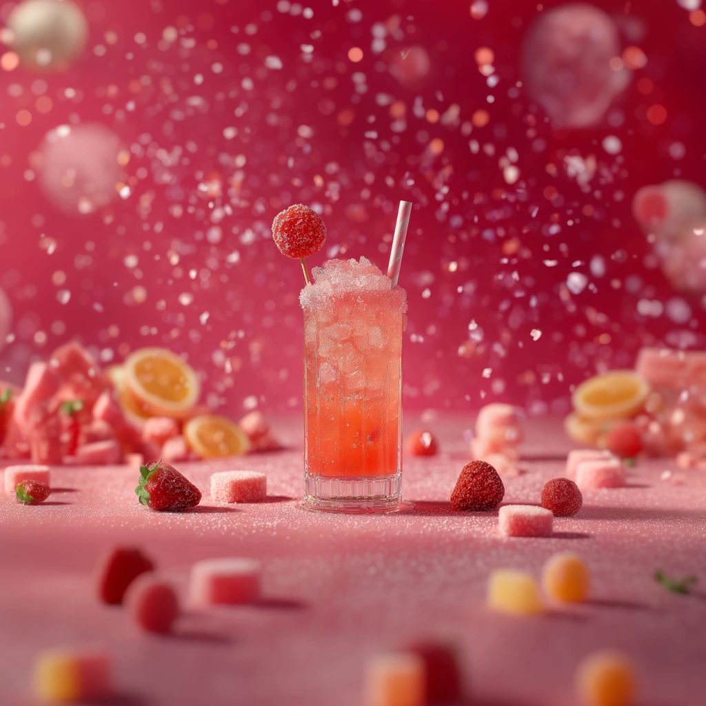 Strawberry sweetness with a light, fizzy citrus edge.