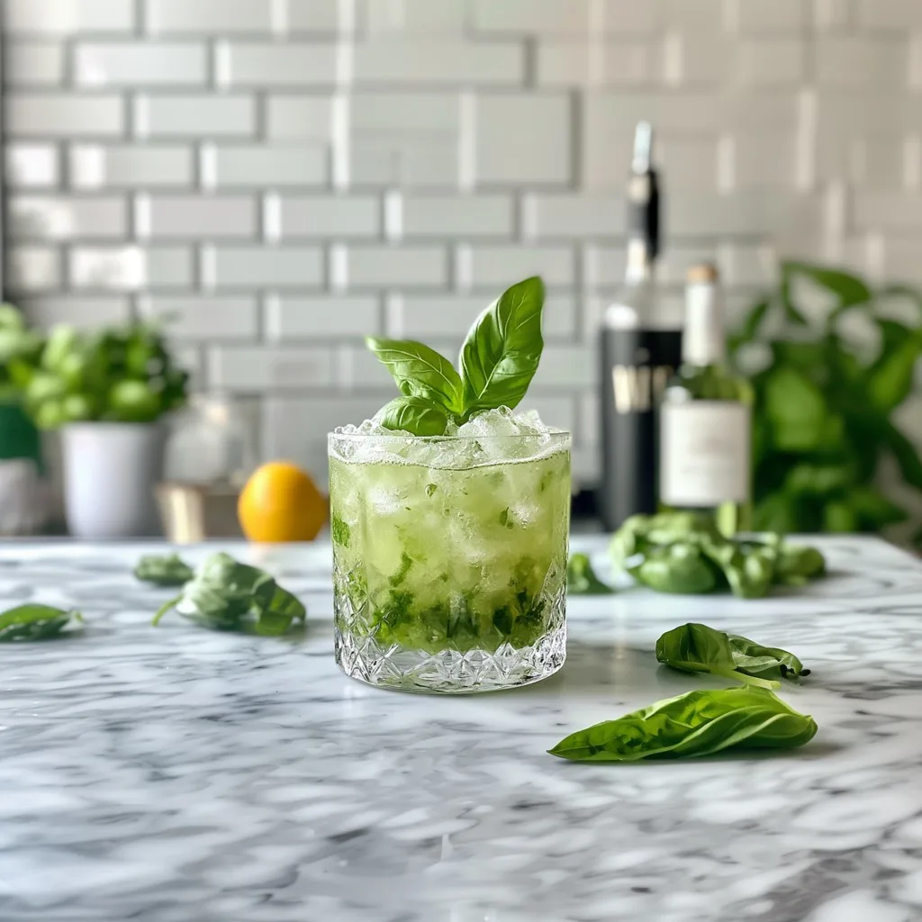 A refreshing gin cocktail with fresh basil and lemon.