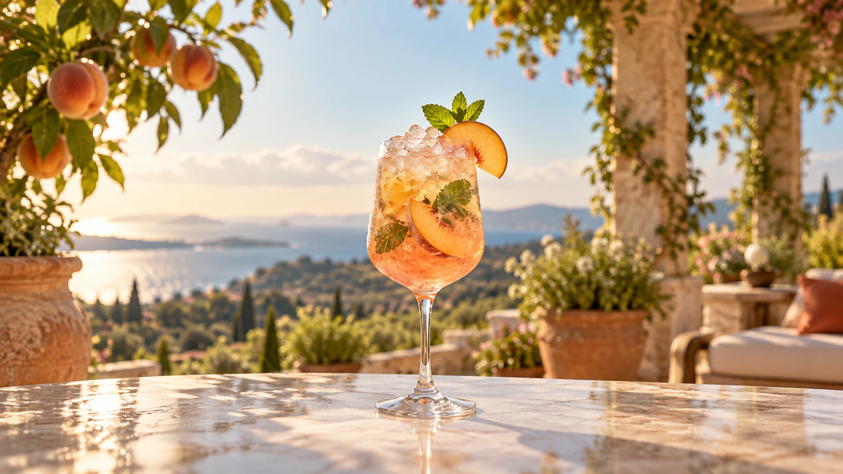 Peach Fino Cobbler cocktail recipe