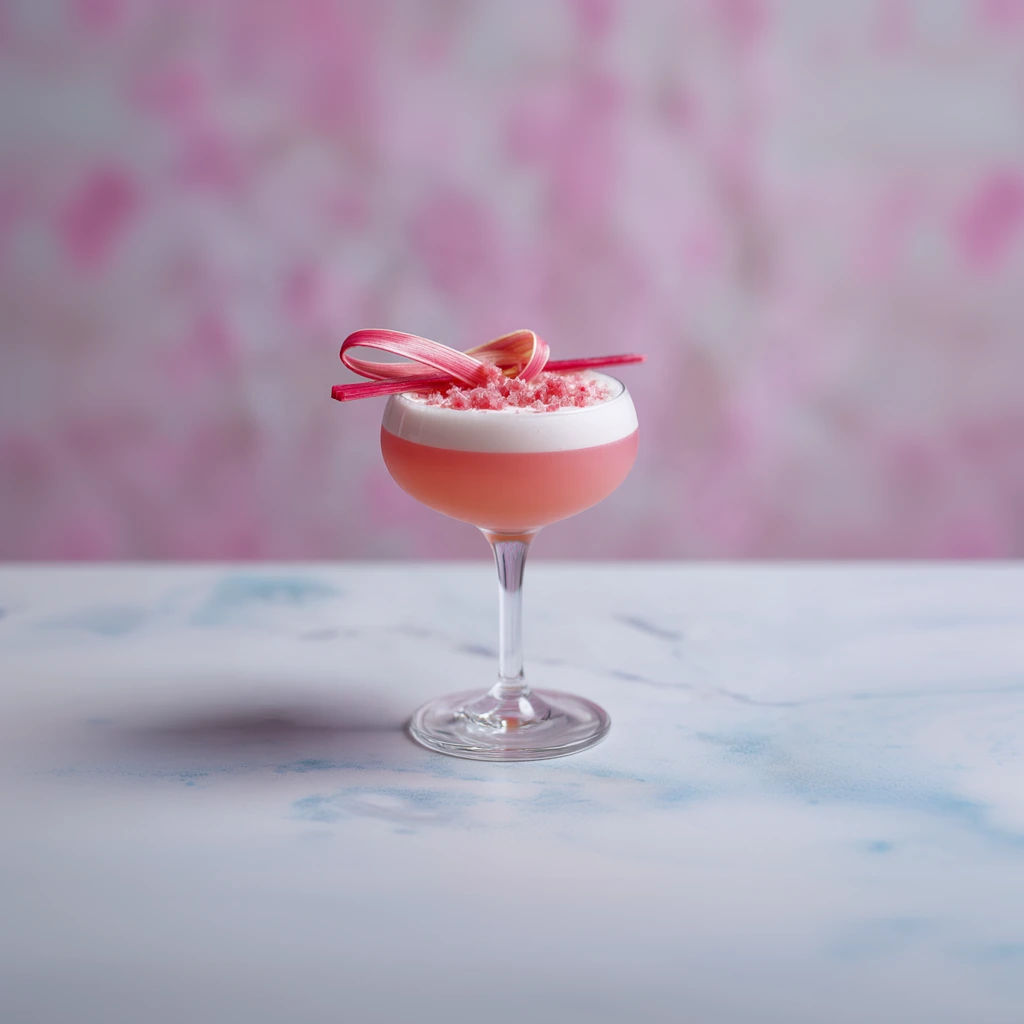 A tangy rhubarb gin base mellowed with velvety vanilla custard notes, shaken to a silky texture. Inspired by the classic boiled sweet, it balances tart fruitiness with creamy sweetness.