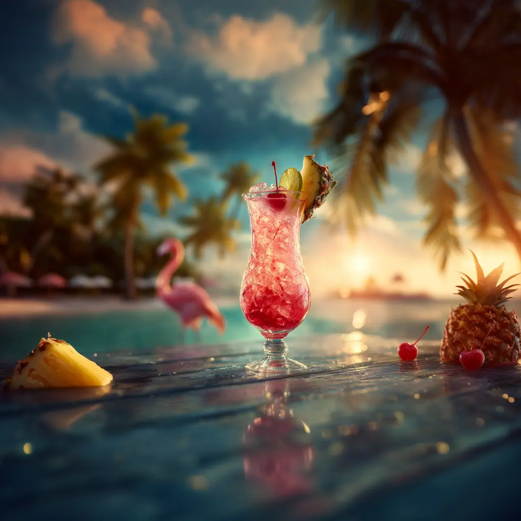 Fruity, slightly tart from lime, balanced with the sweetness of grenadine and the smooth tropical notes of pineapple.